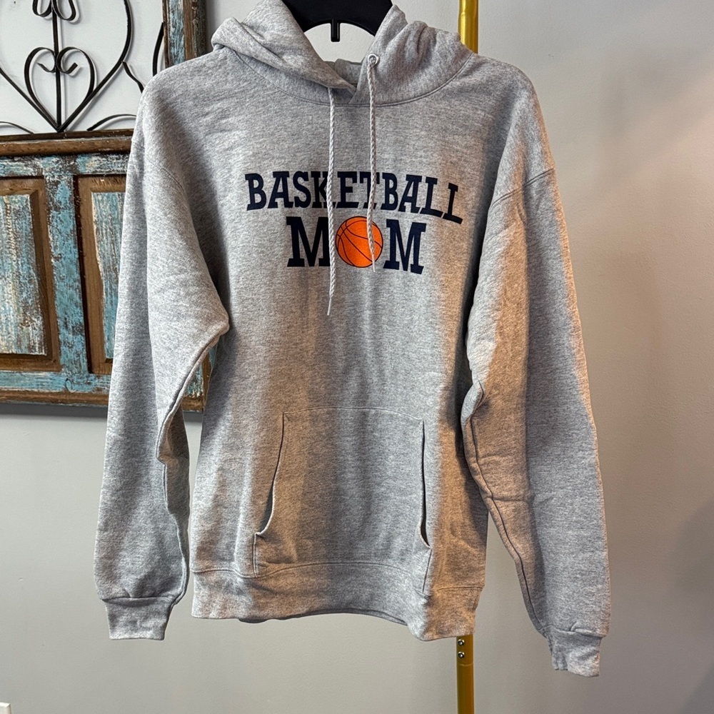 Hanes Gray Basketball Mom Hoodie EUC S